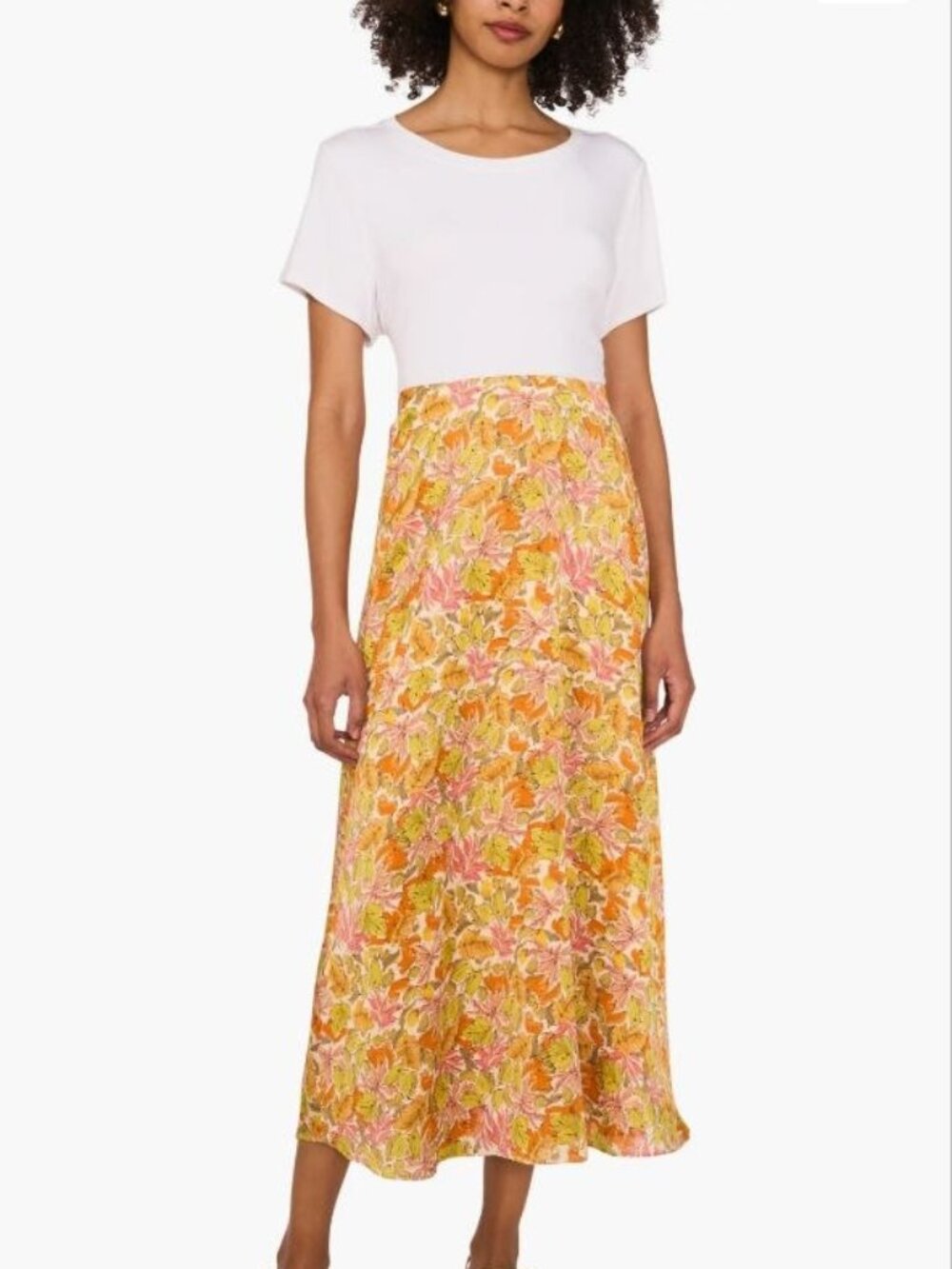 $99 Vince Camuto Leaf Print Bias Cut Skirt Size M